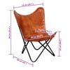 vidaXL Butterfly Chair Brown Real leather, Powder-coated iron Standard