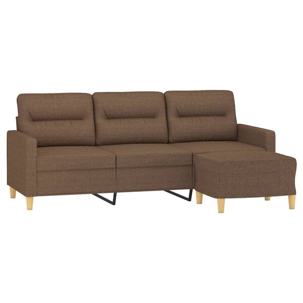 vidaXL 3-Seater Sofa with Footstool Brown