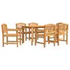 vidaXL Garden Dining Set Natural Teak 7 Piece Stackable Rectangular