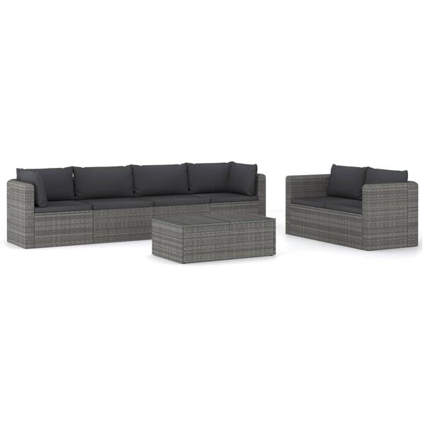 vidaXL Garden Lounge Set Grey PE rattan Large Modular