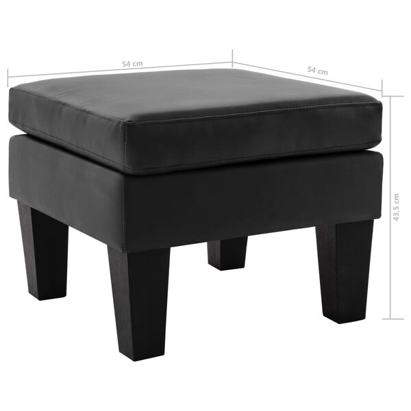 vidaXL Footstool Black Faux Leather, Solid Pine Wood Compact Simple