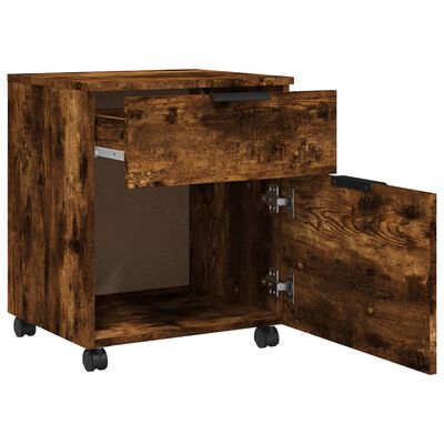 vidaXL Mobile File Cabinet with Wheels Smoked Oak 17.7"x15"x21.3" Engineered Wood