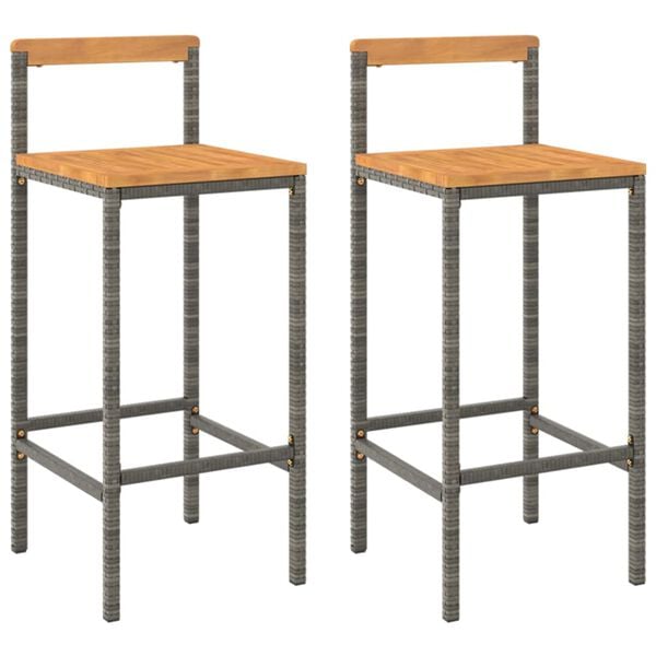 vidaXL Bar Stool Set of 2 Grey