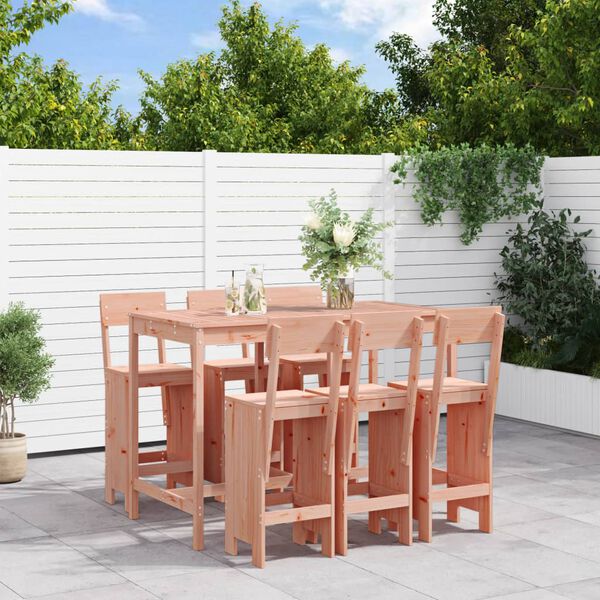 vidaXL Garden Bar Set Natural Wood Solid Douglas Fir Wood Large Footrest
