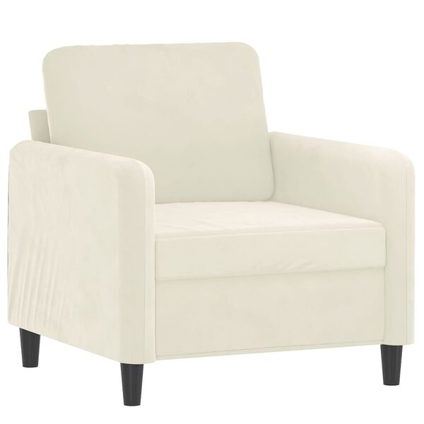 vidaXL Sofa Chair with Footstool Cream 23.6" Velvet