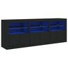 vidaXL Sideboard Black Engineered wood, Glass Medium Sideboard