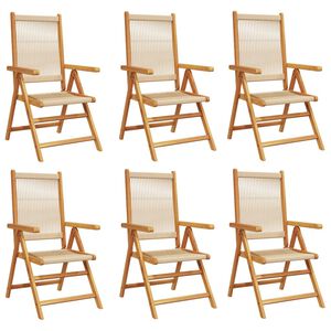 vidaXL Garden Chair Set of 6 Beige Solid Acacia wood Standard Foldable