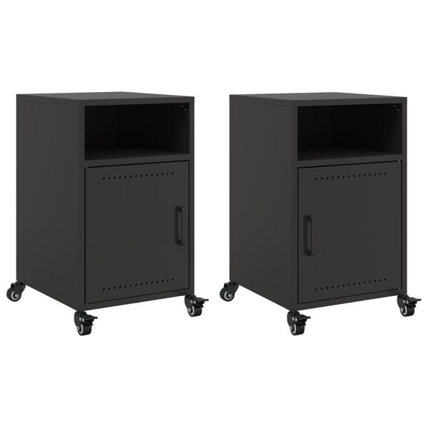 vidaXL Bedside Cabinet Set of 2 Black Cold-rolled steel Medium
