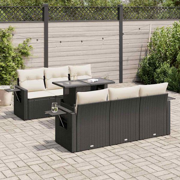 vidaXL Garden Sofa Set Black, Cream White
