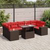 vidaXL 8 Piece Patio Sofa Set with Cushions Brown Poly Rattan Acacia