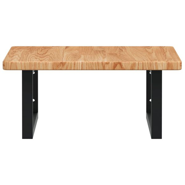 vidaXL Basin Shelf Light brown and black Solid oak wood and steel Medium