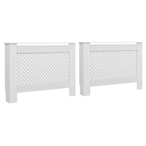 vidaXL Radiator Covers 2 pcs White 44.1"x7.5"x32.1" MDF