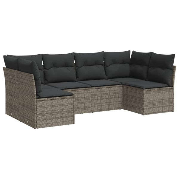 vidaXL Patio Sofa Set Gray PE rattan 6-piece set Modular
