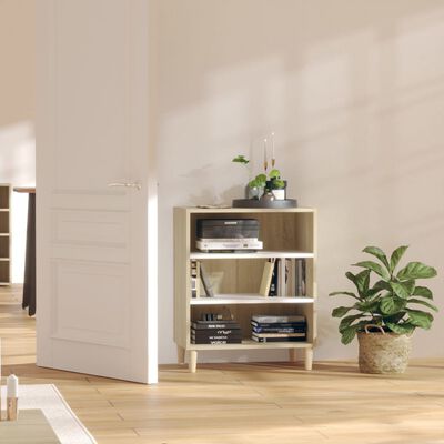 vidaXL Sideboard White and Sonoma Oak 22.4"x13.8"x27.6" Engineered Wood