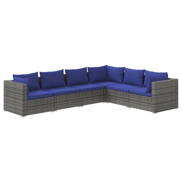 vidaXL Garden Lounge Set Grey PE rattan, powder-coated steel, plastic