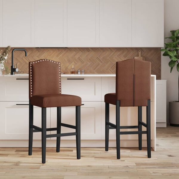 vidaXL Bar Chair Brown and Black Solid rubber wood, fabric (100% polyester)