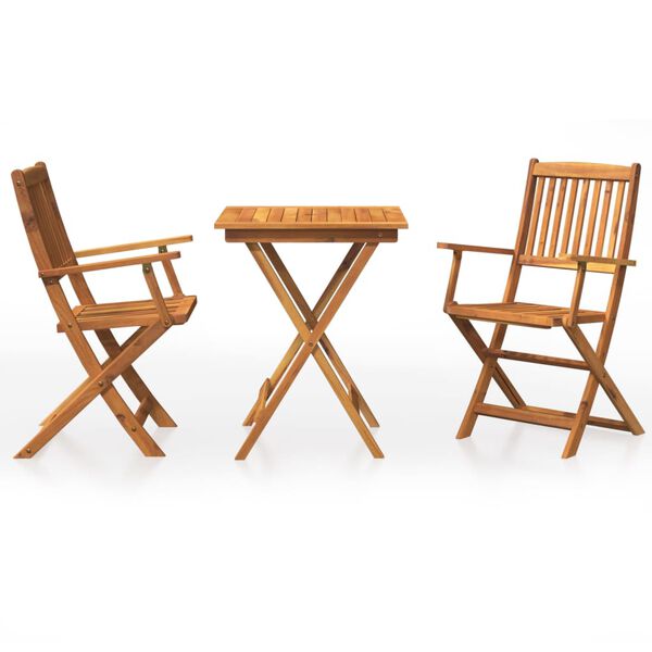 vidaXL 3 Piece Folding Patio Dining Set Solid Acacia Wood (313595+313601)