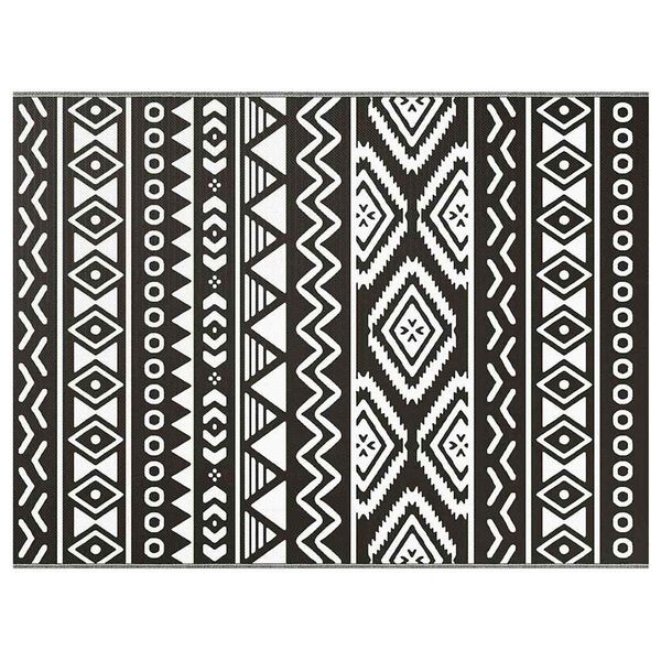 vidaXL Outdoor Rug ARAKIL black pattern 118.1" x 157.5" PP