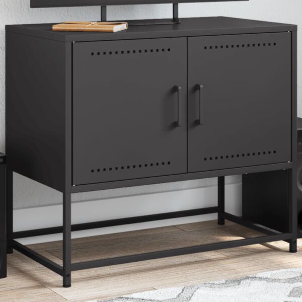 vidaXL TV Cabinet Black Steel Standard Storage TV Cabinet