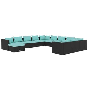 vidaXL Garden Lounge Set Black, Water Blue