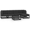 vidaXL Garden Lounge Set Black Solid pine wood, fabric (100% polyester)