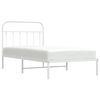 vidaXL Bed Frame White Powder-Coated Steel Twin Bed Frame Rectangular