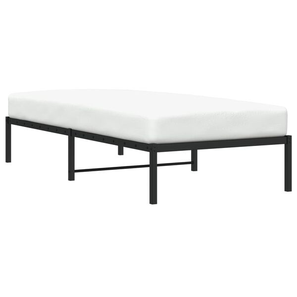 vidaXL Bed Frame Black Steel Twin Bed Frame Rectangular Modern