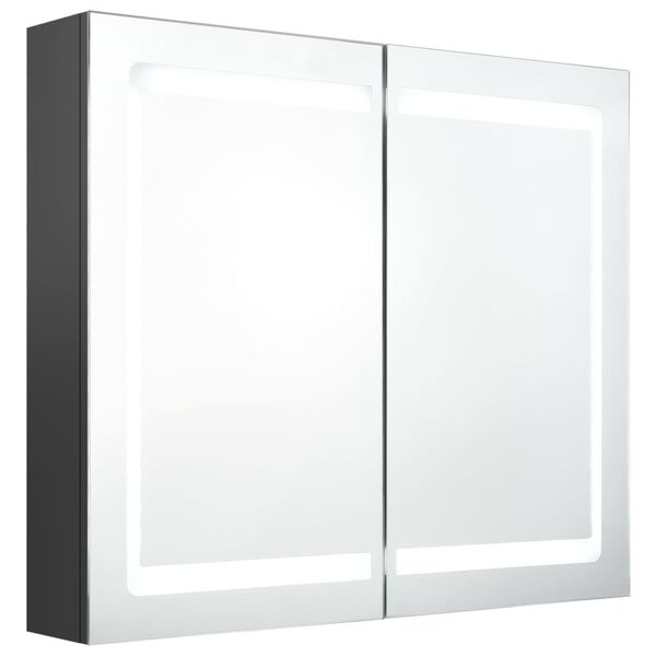 vidaXL Bathroom Cabinet Grey MDF with Melamine Finish, Glass Medium