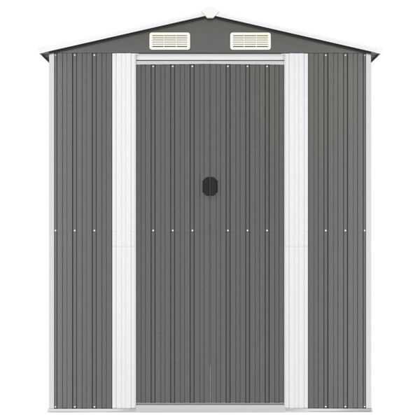 vidaXL Garden Shed Light Grey Galvanized Steel Large Garden Shed