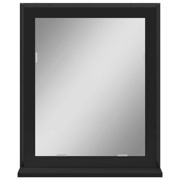 vidaXL Bathroom Mirror Black Engineered wood, Powder-coated steel, Glass