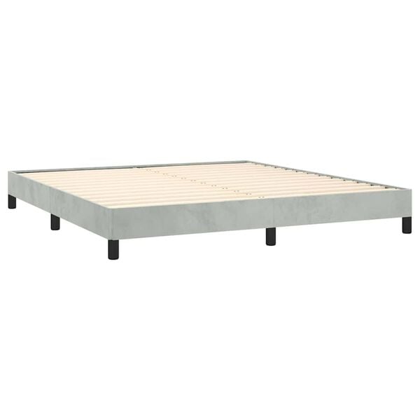 vidaXL Bed Frame Light Grey Velvet, Plywood, Engineered Wood King Sturdy