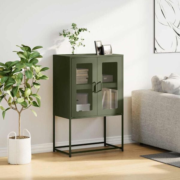 vidaXL Highboard Olive Green Cold-rolled steel Tall Highboard