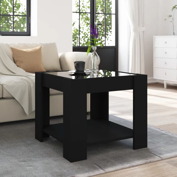 vidaXL Coffee Table Black Engineered wood Compact Coffee Table Square
