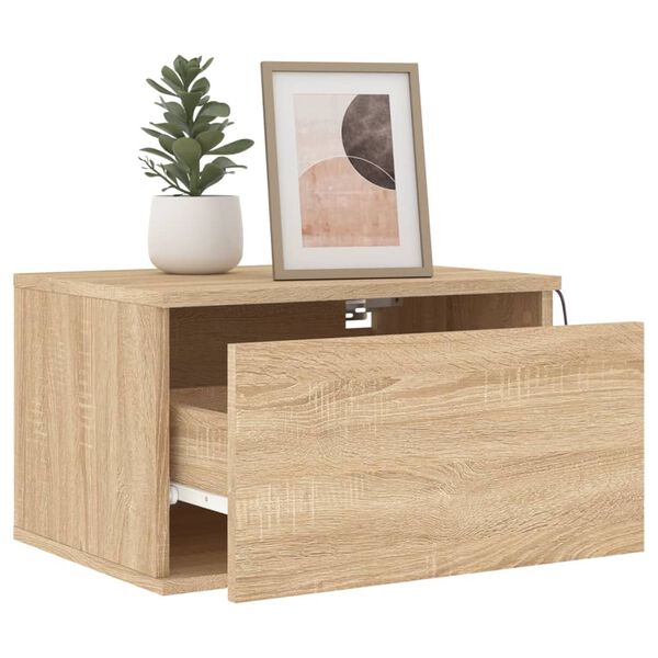 vidaXL Wall-mounted Bedside Cabinet Set of 2 Sonoma Oak Engineered Wood