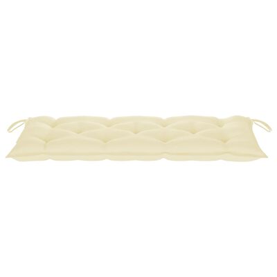 vidaXL Patio Bench with Cream White Cushion 47.2" Solid Teak Wood