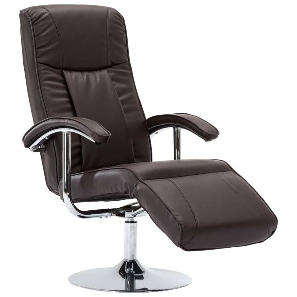 vidaXL TV Armchair Brown Artificial leather, Chrome Single