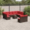 vidaXL 12 Piece Garden Sofa Set with Cushions Brown Poly Rattan