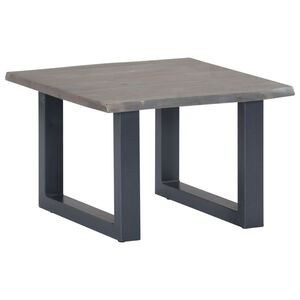 vidaXL Coffee Table Grey Solid Acacia Wood, Powder-Coated Iron 23.6 in