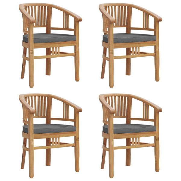 vidaXL Patio Dining Set Set of 4 Dark Gray, Teak