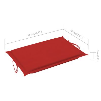 vidaXL Sun Lounger Cushion Red 73.2"x22.8"x1.2"