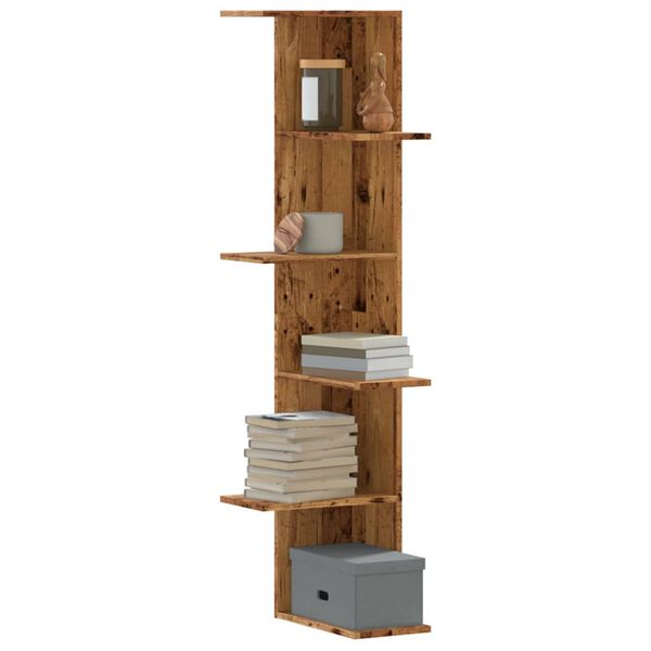 vidaXL Wall Corner Shelf Old Wood Engineered Wood 55.1 in tall Modern