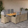 vidaXL 9 Piece Patio Dining Set with Cushions Beige Poly Rattan