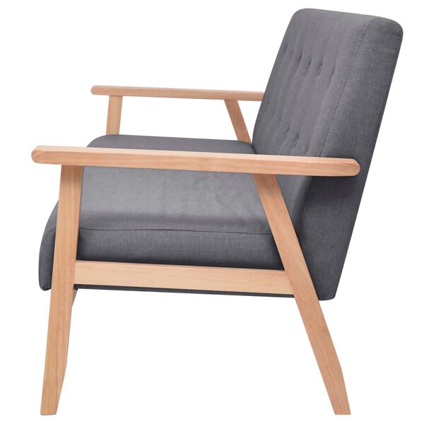 vidaXL Sofa Set Dark Grey Polyester fabric, Wooden frame