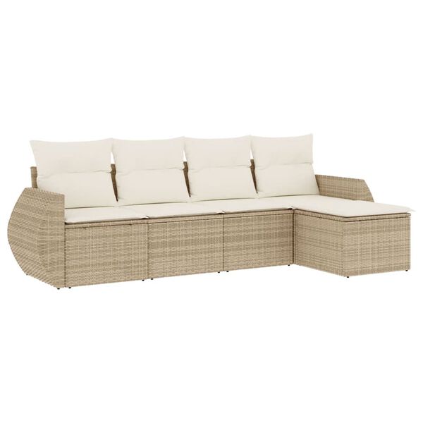 vidaXL Garden Sofa Set Beige PE rattan, powder-coated steel Large