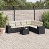 vidaXL Garden Sofa Set Black and Cream White PE rattan, tempered glass