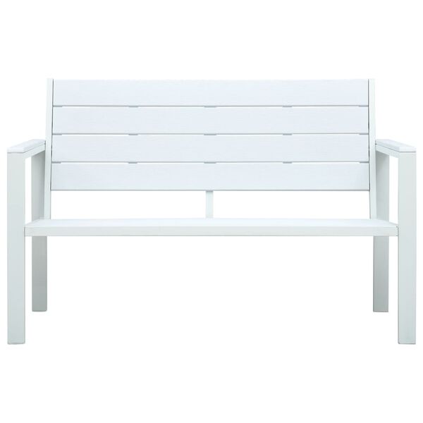 vidaXL Garden Bench White HDPE and Steel 47.2 in Durable Garden Bench