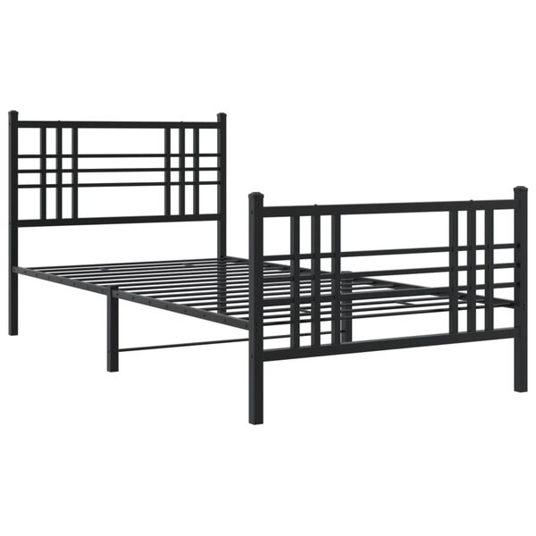 vidaXL Metal Bed Frame without Mattress with Footboard Black 35.4"x78.7"
