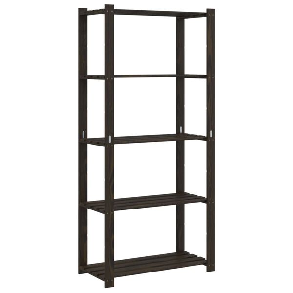 vidaXL 5-Tier Storage Rack Black 31.5x15.0x66.9" Solid Wood Pine