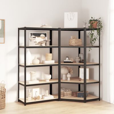 vidaXL 5-Layer Shelves 2 pcs Anthracite Steel&Engineered Wood