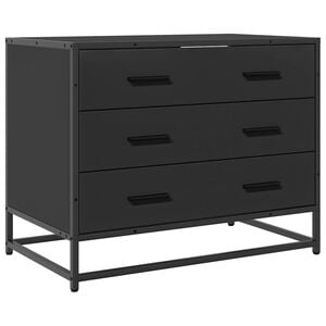 vidaXL Drawer Cabinet Black Engineered wood, metal Medium Storage